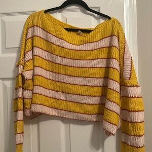 Yellow off the shoulder oversized sweater S/M